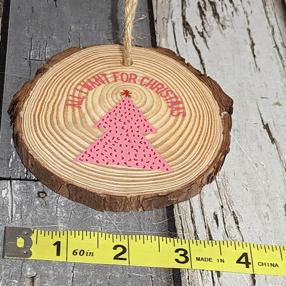 2 for $5 Item: Pink Christmas Tree Wood Slice Christmas Ornament New! - Picture 3 of 5